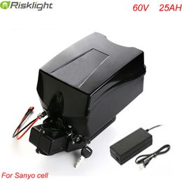 Free customs taxes 60v 25ah electric bike battery 60v 3000w lithium battery with charger and Frog case For Sanyo Cell