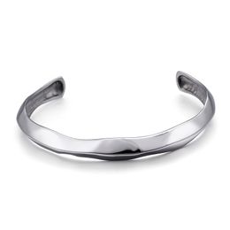 Holiday gifts High Quality Pure Stainless steel Biker Casting Open Cuff bangle bracelet silver 9mm 64mm inner women men boys XMAS Gifts