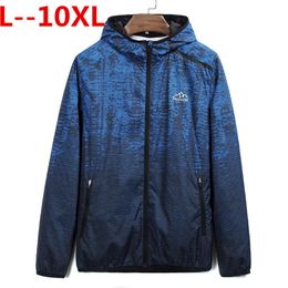 Plus Size 6XL 7XL 8XL 9XL 10X New Spring Autumn Bomber Jacket Men Casual Windbreaker Zipper Thin Hooded Coat Outwear Male Jacket