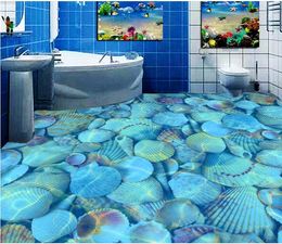 Clear sea water Shell bathroom Bathroom Bedroom 3D Flooring Decor Paintings Waterproof Wallpaper