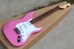 Pink Electric Guitar with White Pickguard,SSS Pickups,Rosewood Fretboard,Chrome Hardwares,offering Customised services