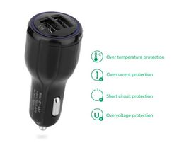 Car Charger 9V 2A 12V 1.2A QC3.0 fast car charge 3.1A Dual USB Adapter Charger for smartphones with package 2019