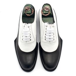 2021SS Classic Oxfords White Black Mixcolor Handmade Formal Suit Dress Shoes Male Derby Shoe Flat heel