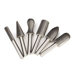 Freeshipping 6Pcs/lot 6mm Shank Tungsten Steel Rotary File Cutter Engraving Grinding Bit For Rotary Tools