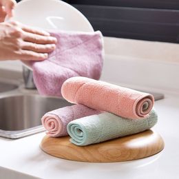 Nonstick Oil Coral Velvet cleaning cloth Hanging Hand Towels Kitchen Dishclout kitchen towels for dishes 4 colors