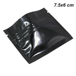 7.5x6 cm 200PCS Black Mylar Foil Zipper Lock Packaging Bags Aluminium Foil Reusable Grocery Bags for Food Storage Heat Seal Mylar Pouches