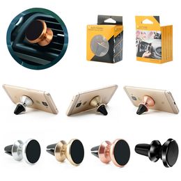 Magnet Magnetic Car Holder Aluminium Metal Air Vent Bracket 360 Degree Mobile Phone Stand For All Cellphones With Retail Package