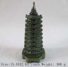 14.1 cm * hand-carved Taiwan jade south China. Wenchang tower