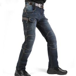 New Ix7 Swat Military Style Cargo Jeans Men Casual Motorcycle Denim Biker Jeans Stretch Multi Pockets Tactical Combat Army Jean