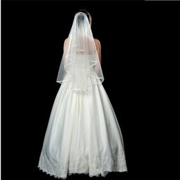 2018 Hot Sale Bridal Veils White one Layer Wedding Veil Bridal Veils Satin Tulle Wedding Accessories Hot Sale Wedding Veils