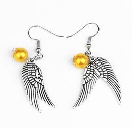 DHL Wings Dangle Earrings Golden Bead Earrings Drop Earring Charm Vintage Bronze Silver Wings for Women Fashion Jewelry Christmas Gift