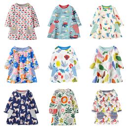 Cotton Girls Clothing Casual Dresses Long Sleeve Spring Autumn Baby Girls Dresses with Pockets Kids Tunic Jersey Dresses for Girls Clothes
