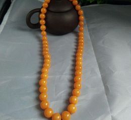 Xinjiang Hetian Jinsiyu 10mm Necklace Gobi Jade Necklace Women's Jade Jewellery Quartz Jade Necklace