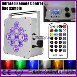 Hottest RGBWAUV 6 IN 1 Battery operated & wireless dmx lights led par uplights with Infrared controller LCD display 9x18W