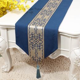 European Modern Long Silk Damask Table Runner Lace Patchwork Table Mat Wedding Christmas Decoration Tablecloths for Party 230x33 cm