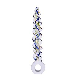 Spiral Crystal Penis Female Masturbation Smooth Glass Butt Plug Addict Stick Adult Health Supplies Glass Dildo Sex Toys Y18102305