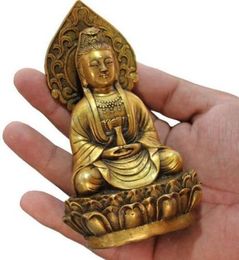 BronzeCast Kwan-yin Buddha Statue: Chinese Antique Handwork Collectible with Intricate Details & Unique Patina Finish