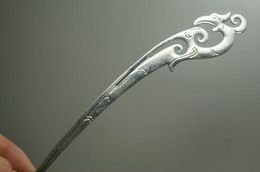 Chinese old Tibet silver Carving Hairpin