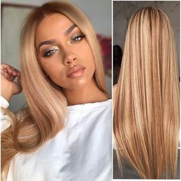 Y -Demand peruca Ombre Mulheres Pretos Liso sintético Brown ouro longo peruca loira Ombre várias cores Hair Style