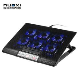 laptop cooling stand 17 inch Canada - NUOXI 12-17 inch Laptop cooling pad USB Laptop Cooler USB Fan With 6 Cooling Fans Light Stand And Adjusting Blue LED for Laptop