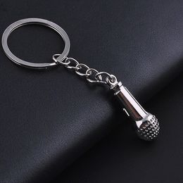 New Creative Metal Keychain microphone Pendant Car Key ring Holder Fashion Key Chain mini Lovely Bag chain Pendant Jewelr