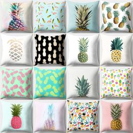 New Fashion Peach Skin Pillow Cover Pineapple Fruit Pattern Pillowcase Home Textiles Sofa Decor