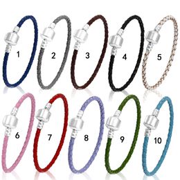 New 3MM PU Leather Braided Chain Bracelet Fit European DIY beads Charm Bangle For women & men s Fashion Jewellery Gift