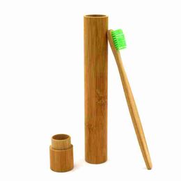 Natural Bamboo Toothbrush Soft Eco-friendly Material Bamboo Handle Oral Care Toothbrus+Travel Brush Holder Bamboo Cove Set Cepillo De Dientes De Bambu