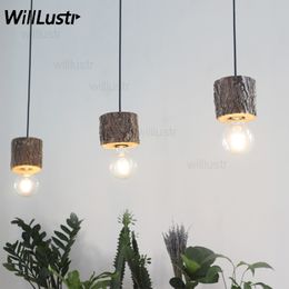 willlustr original lumber wood pendant lamp restaurant hotel loft shop office dinning room natural round log suspension light fixture