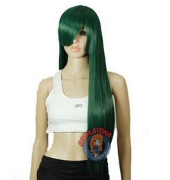 Free shipping++++33 inch Ultra Series Hi Temp Dark Green Long Straight Cosplay DNA Wigs