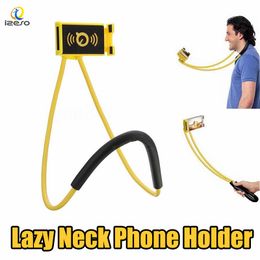 Långarm Handfri mobiltelefonhållare Lazy Hanging Neck Stand Universal Halsband Mobiltelefon Support Bracket för iPhone 11 Samsung Not 20 S20