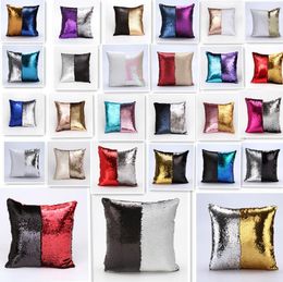 Sequin Pillow Cover Cushion Case Glitter Mermaid Fairy Tale Faux Soft Suede Throw Pillowcase Party Seat Sofa Bed Decor 40x40CM