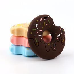 Baby Safety Silicone Teether Grinding Cookies Donut Pendant Teether Baby Bites Chew Toys for Newborn Boy Girls Dental Care