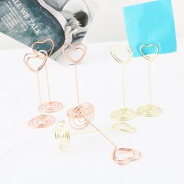 Gold/Rose Gold Heart Shape Photo Holder Stands Table Number Holders Place Card Paper Menu Clips For Wedding Party Decoration