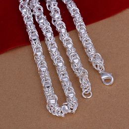 Señora collar doble-cadena de anclaje 10 mm 45cm collar PL con plata Sterling