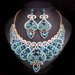 Sets whole saleFashion Bridal Jewellery Sets Wedding Necklace Earring set For Brides bridesmaid Party Accessories Crystal Decoration wome