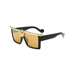 Gold Plated Lion Square Terminator Sunglasses For Women And Men