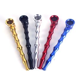Metal Pipe Mounthpiece Zinc Alloy Bamboo Shape Mini Smoking Pipe Unique Design Easy To Carry Clean Tube Portable