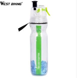 WEST BIKING Cycling Water Bottle Spray Riding PE double Wall Keep Cool MTB Bicycle Plastic Sports Mountain Bike Water Bottle