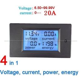 Freeshipping DC 6.5-100v 20A LCD Combo Metre Voltage current KWh Watt Panel Metre 12v 24v 48v Battery Power monitoring