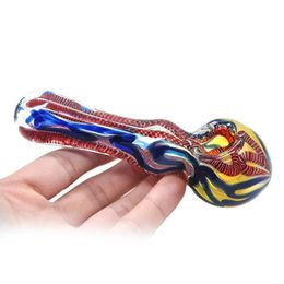 Newest Glass Smoking Pipe Spoon Shape Colourful Beautiful Colour High Quality Mini Pipes Tube Unique Design Easy Carry Clean Handmade