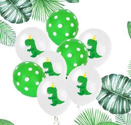 Cartoon Dinosaur Latex Balloon 12 in Green Dot Dinosaur Balloons Set Kid Birthday Party Decoration 10pcs/set