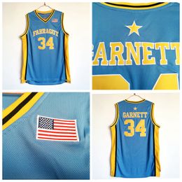 Mens Kevin Garnett #34 Farragut High School Basketball Jerseys Light Blue Vintage Jersey Stitched Shirts S-XXL