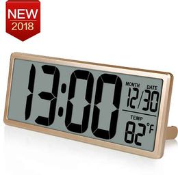 13.8" Large Digital Wall Clock Jumbo Digital Alarm Clock Oversied LCD Display Alarm Snooze Calendar Indoor Temperature C/F