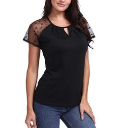 Sexy Summer Short Sleeve Lace Patchwork T shirts Tops O neck Clothes T Shirt Fashion Women's T-Shirts 2018 Tee Casaul Pullover