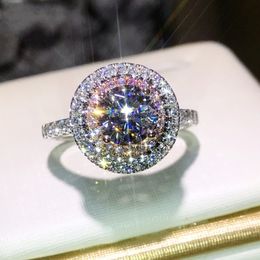 -Victoria Wieck Handgefertigte Luxus Schmuck 925 Sterling Silber Rundschnitt PinkWeiß Saphir CZ Diamant Edelsteine ​​Farbe Frauen Ehering Ring