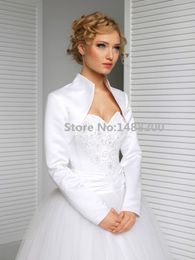 Elegant Long Sleeve Wedding Bolero Wedding Accessory White Black Jacket Bridal Coat Wraps Wedding Jacket for Bride Mingli Tengda269P