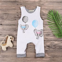 2018 Summer Baby Rompers Cartoon Elephant Balloon Sleeveless Romper Jumpsuit Cotton Baby Onesies Overall One-Pieces Kids Boutique Clothing