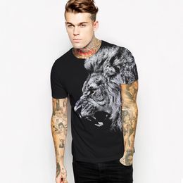 Лето черный 3D Лев футболка мужчины панк-рок фитнес футболка повседневная мужская уличная для пара одежда хип-хоп Майка топы S-3XL