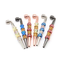 Newest Colorful Long Herb Smoking Pipe Aluminum Alloy With Cover Multiple Colour Portable High Quality Metal Hot Sale Pretty